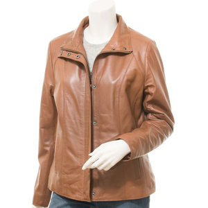 <b>Biker</b> Ladies 100% Original Leather <b>Jacket</b> For Women Genuine Leather <b>Jacket</b> Tan Slim Real Short Premium Quality Women's <b>Jackets</b> - Product Image 1