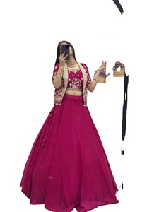 เสื้อครอปท็อปดีไซน์เนอร์สำหรับงานเทศกาลผู้หญิง สไตล์เลเฮนกาโจลี แบบเสื้อแจ็คเก็ต สำหรับงานปาร์ตี้และงานแต่งงาน ตกแต่งด้วยงานปักดิ้นและเลื่อม - Product Image 5