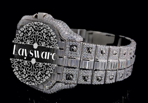 Premium Luxury Square <b>Skeleton</b> VVS Moissanite Diamond Stainless Steel Vintage Analog Hip Hop Iced Fashion Jewelry Gift <b>Watch</b> - Product Image 6