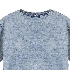 เสื้อยืด SGRho พรีเมียมสีฟ้าอ่อน ลายเดนิม ปักลายกราฟิก แขนสั้น คอกลม แฟชั่นลำลอง สไตล์นักศึกษา - Product Image 5