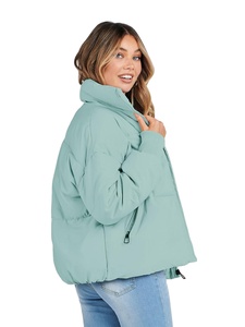 OEM Wholesale Winter Coats <b>Jackets</b> For Women Polyester Breathable Padded Breathable Custom Logo Printed Knitted Winter Puffer - Product Image 6
