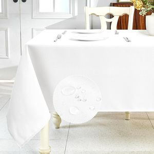Waterproof Linen <b>Table</b> Cloth Rectangular Wrinkle-Free Wipeable Dining <b>Cover</b> with Textured Design Party Tableware & Decorations - Product Image 1