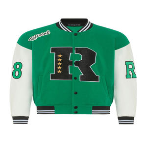 Chaquetas Varsity de Forro Polar con Mangas de Cuero Bordadas Personalizadas OEM 2026, Chaqueta de Uniforme de Béisbol con Cuerpo de Lana, Estilo Deportivo, Cuello Alto - Product Image 1