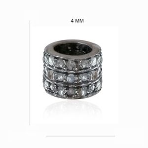Natural Diamond Oxidized 925 Silver <b>Spacer</b> Finding Minimalist Jewelry Accessories, Jewelry Making Finding - Product Image 1