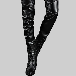 Pantalon décontracté pour homme en cuir respirant et léger de haute qualité – Vente en gros, personnalisez votre logo, couleur sur mesure, taille haute - Product Image 4