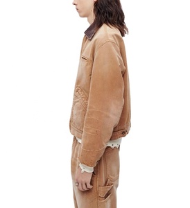 Custom Distress Heavy Canvas Denim <b>Jacket</b> Vintage Quilted Lining <b>Worker</b> <b>Jacket</b> Canvas Collar Carpenter Chore <b>Jacket</b> - Product Image 6