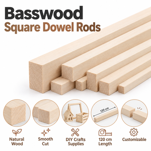 Cales carrées en tilleul personnalisables de 120 cm, fabriquées au Vietnam |   Fournitures de décoration en bois DIY de qualité supérieure - Product Image 2