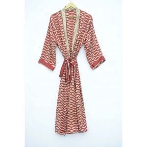 New Arrival Floral Print Silk Kimono Robe Beachwear Bikni Cover up Long <b>Dress</b> Comfortable Nightwear <b>Dress</b> - Product Image 1