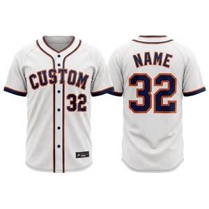 Camiseta de béisbol personalizada para hombre, blanca, azul marino, naranja, 32, con estampado Tackle Twill, corte regular, manga corta, para todas las estaciones - Product Image 1