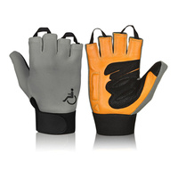 Guantes de Levantamiento de Pesas de Medio Dedo, Ligeros, Transpirables, Antideslizantes, para Gimnasio y Deportes al Aire Libre, Unisex, Gris Naranja