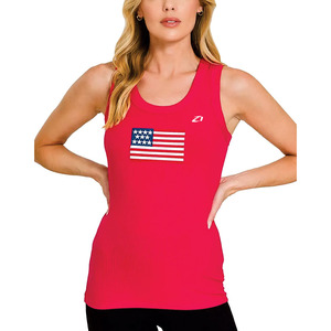 Top Corto de Punto Acanalado Rojo para Mujer con Emblema de Bandera y Bordado, Manga Corta, Primavera/Verano, para Venta al por Mayor, Camisetas para Mujer, OEM, Venta al por Mayor - Product Image 3