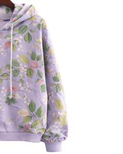Sudadera con Capucha para Mujer con Estampado Floral de Lavanda, Felpa de Algodón, Estilo Casual, Fabricante Personalizado, Proveedor Mayorista de Ropa Urbana - Product Image 4