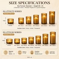 Juego de Velas LED de Cristal sin Llama, con Certificación CE/RoHS/FCC/Prop 65, Varios Tamaños, Llama 3D, Velas a Pilas para Decoración del Hogar y Bodas, Venta al Por Mayor