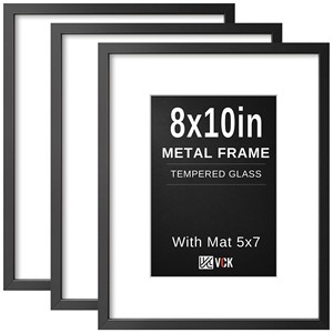 8x10 Metal Photo <b>Frame</b> with Tempered Glass & Mat | Wholesale Picture <b>Frames</b> - Product Image 4