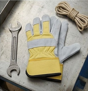 Gants de travail robustes en cuir de vachette pleine fleur certifiés CE, anti-coupure, résistants à la chaleur, paume renforcée, dos en tissu de coton perforé - Product Image 4