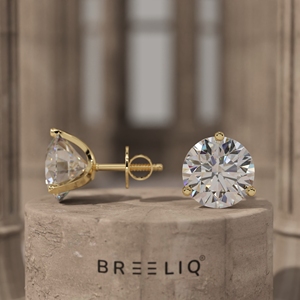 Pendientes de Diamantes Redondos, Oro de 14K, VVS2, Color G, Diamantes Cultivados en Laboratorio, Pendientes Solitarios, Joyería Fina Elegante, Regalo para Mujer - Product Image 1