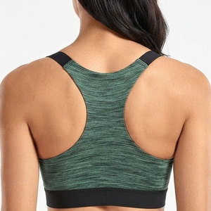 Women's Light <b>Pink</b> Racerback Sports Bra Scoop Neck Medium Support Seamless Yoga Workout <b>Top</b> Breathable Solid Color Front - Product Image 3