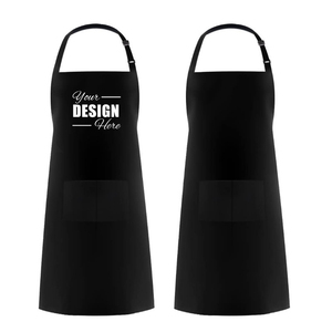Delantal Unisex Negro de Algodón con Bolsillo, Manga Corta, Cierre a Presión, para Restaurante o Bar, Correas Ajustables, Tejido de Tela, Uniforme - Product Image 1
