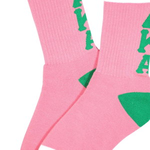 AKA Pink Green Crew <b>Socks</b> Embroidered Athletic Knitted <b>Socks</b> Women Casual Comfortable Everyday Wear - Product Image 6