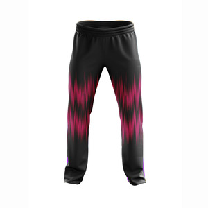 Pantalon de survêtement noir pour homme avec motif dégradé rose, taille élastique, décontracté, respirant, en polyester, idéal pour l'été - Product Image 1