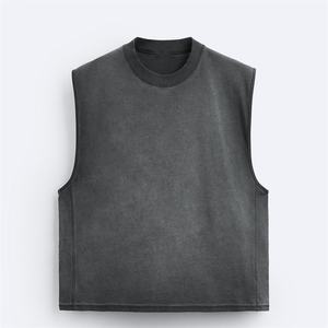 Débardeur Homme Noir Personnalisé Coupe Courte et Ample Sans Manches – T-shirt de Sport Musculation de Haute Qualité en Tissu Lourd – Gilet de Gym Streetwear - Product Image 4