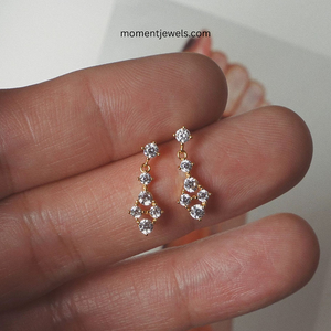 Elegantes Pendientes de Plata S925 con Encaje, Pendientes de Zirconia en Forma de Rombo con Baño de Rodio para Mujer, Joyería Chapada en Oro de 18K - Product Image 2
