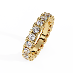 Anillo de Eternidad Completo con Diamantes Cultivados en Laboratorio, Corte Redondo, Oro Amarillo de 14K, Anillo de Compromiso y Boda, Joyería Personalizada de Fábrica - Product Image 5