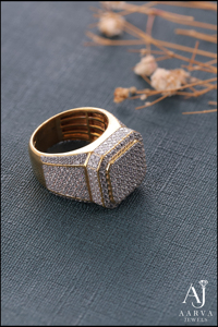 Gold Plated Hip Hop Moissanite Ring Pave Set <b>Cushion</b> Cut Square Band <b>Statement</b> Jewelry for Men's Wedding Party - Product Image 3