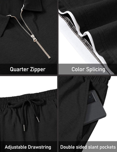 Custom Logo Two Piece Summer Men <b>Knitted</b> 100% Cotton Casual Wear Breathable Seamless Fusing Polo Shirts Shorts <b>Set</b> - Product Image 2