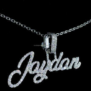 Customized Personalize Initial Glitter Diamond 925 Sterling Silver <b>Name</b> Pendent <b>Necklace</b> - Product Image 1