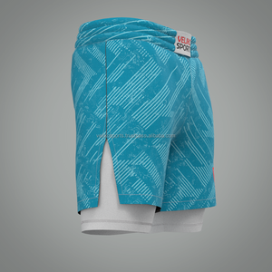 กางเกงขาสั้นเล่นฟิตเนสเล่นกีฬาแบบ2-in-1สำหรับผู้ชายกางเกงขาสั้นผ้าไนลอนอัดเหงื่อสำหรับ100% มีซิปสีพื้นแบบลำลอง - Product Image 3