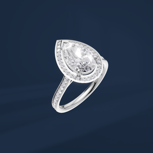 Anillo de Diamantes con Corte Pera de Platino PT900 para Mujer, Certificado IGI, Color D Natural, Anillo de Compromiso de Lujo con Halo de Piedras Laterales - Product Image 2