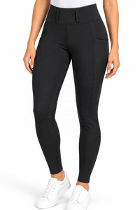 Pantalon d'équitation noir taille haute pour femme avec grip intégral, poches latérales et coupe extensible - Product Image 2
