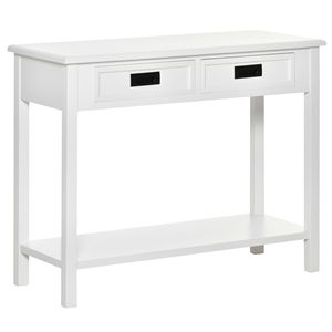 Consolle Moderna Bianca con 2 Cassetti Contenitori e Ripiano Aperto per Ingresso, Soggiorno o Camera da Letto - Per Uso Domestico o Commerciale - Product Image 1