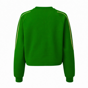 High Quality Women Cropped Sweatshirt Green &Yellow Embroidered Greek Letter logo Sorority Pullover College & University Style - Product Image 2