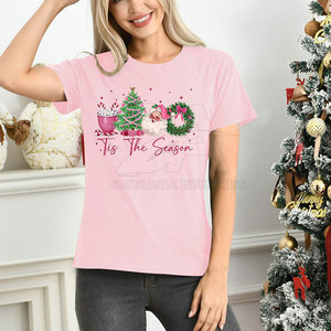 Festive Santa Artwork Combined With Comfortable Cotton Fabric And Creative Print Details Women <b>Christmas</b> <b>T</b>-<b>Shirt</b> - Product Image 2