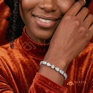 925 Silver Multi Shape Moissanite Tennis Bracelet Pear Emerald <b>Cushion</b> Cut Women Fashion Jewelry Elegant Gift - Product Image 3