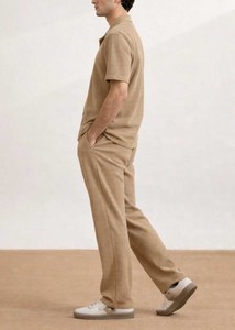 High Quality Men Textured Short Sleeve Shirt & Relaxed Pants <b>Tracksuit</b> 2Pcs Outfit Low Price Newest Design Men Summer Co-ord Set - Product Image 2