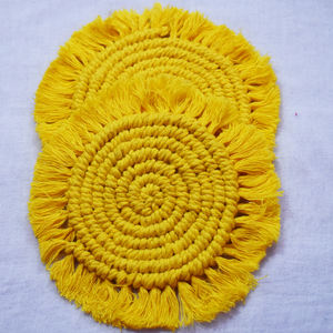 Sous-verres ronds en macramé, style bohème, en coton, pour la table à manger, accessoires de décoration, lot de sous-verres pour la table à manger, pour réchauffer les plats. - Product Image 5