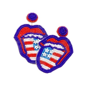 Patriotic Parties Special Fashion Dangle Earrings New Arrival Cross-Border Handmade <b>Beads</b> Gold Trendy Creative Design Engagement - Product Image 1