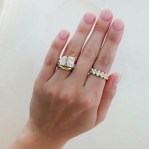 Wholesale 14k 18k Gold Radiant Pear Lab Grown Diamond Toi Et Moi Engagement <b>Ring</b> 5.00carat <b>Two</b> <b>Stone</b> Bezel Set Band Manufacturer - Product Image 4