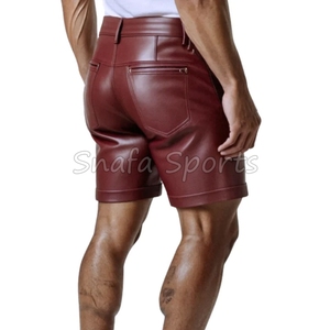 Sportswear Men's Leather Shorts Gym Fitness Training <b>Exercise</b> Wear Shorts 100% Leather made Plain Dyed Men's Shorts for Sale - Product Image 2