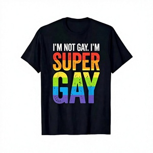 Camiseta I'm Not <span class=keywords><strong>Gay</strong></span> I'm Super <span class=keywords><strong>Gay</strong></span> Rainbow Pride para <span class=keywords><strong>hombre</strong></span>, de manga corta, informal, con cuello redondo, estampada, de algodón, corte regular - Product Image 1