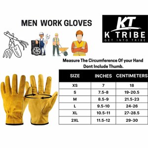Yellow Cow Split & Hrain Leather Driving <b>Gloves</b> Thorn Proof Garden Work <b>Driver</b> Safety Hand Protection Durability <b>Gloves</b> - Product Image 5