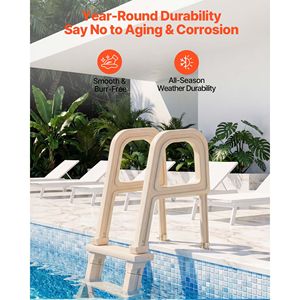 Scala per Piscina Antiscivolo a 5 Gradini con Doppio Corrimano, Scala Interrata in Plastica, Capacità di Carico 300 Libbre, Gradini Larghi 48-54 Pollici - Product Image 5