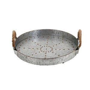 Ensemble de 2 plateaux ovales décoratifs en métal galvanisé style ferme avec poignées en cuivre pour la décoration de la maison et l'utilisation en cuisine - Product Image 6