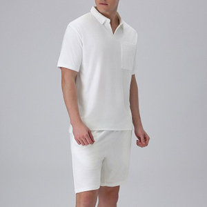 ชุดเซ็ตเสื้อผ้าผู้ชายแบบกำหนดเอง พร้อมโลโก้สั่งทำ ชุดสองชิ้นเข้าชุดสำหรับฤดูร้อน ชุดเซ็ตเสื้อผ้าผู้ชายสองชิ้นแบบสบายๆ - Product Image 2