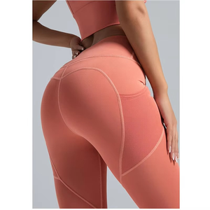 Leggings Deportivos de Yoga de Alta Calidad, Colores Sólidos, Duraderos, Cintura Alta, Malla de Melocotón, Bolsillo Lateral, Tejido Elástico - Product Image 5