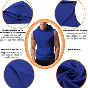 Sudadera con Capucha Deportiva Unisex Personalizada, Cómoda, sin Mangas, con Bolsillo, 100% Algodón, de Secado Rápido y Transpirable - Product Image 5