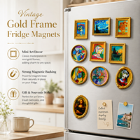Aimant de réfrigérateur en résine Art Déco doré, impression UV personnalisée de haute qualité, respectueux de l'environnement, peinture célèbre, cadeaux promotionnels souvenirs